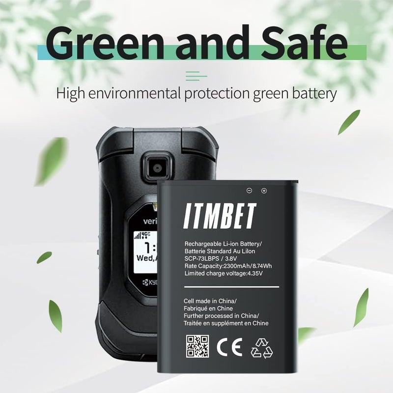 ITMBET SCP-73LBPS Battery, (𝟐𝟎𝟐𝟓 𝐍𝐞𝐰 𝐔𝐩𝐠𝐫𝐚𝐝𝐞) 3000mAh 0 Cycle High Capacity Replacement Battery for Kyocera DuraXV Extreme E4810 DuraXE Epic E4830 Verizon Flip Phone - Image 2